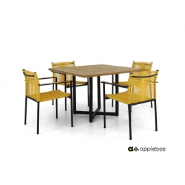 Aiamööbli komplekt Apple Bee JAKARTA mattmust / kollane, 4 tooli + laud
