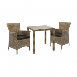 Aiamööbli komplekt WICKER laud ja 2 tooli, cappuccino